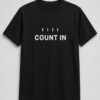 Count In Minimalist Drummer unisex t-shirt in black with four count-in beat marks above bold lettering