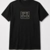 Cue Mix Studio Knobs unisex t-shirt in black with minimalist two-knob CUE MIX control panel