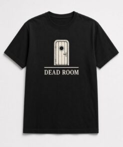 Dead Room Studio Door unisex t-shirt in black with recording studio door with a porthole window
