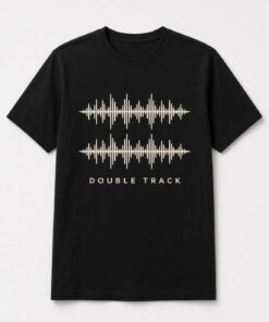 Double Track Sound Wave unisex t-shirt in black with two stacked identical sound waves
