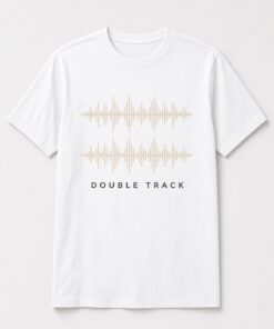 Double Track Sound Wave unisex t-shirt in white with two stacked identical sound waves